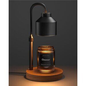 Electric Candle Warmer Lamp Black Adjustable Height Timer Wax Warmer For Jar Can